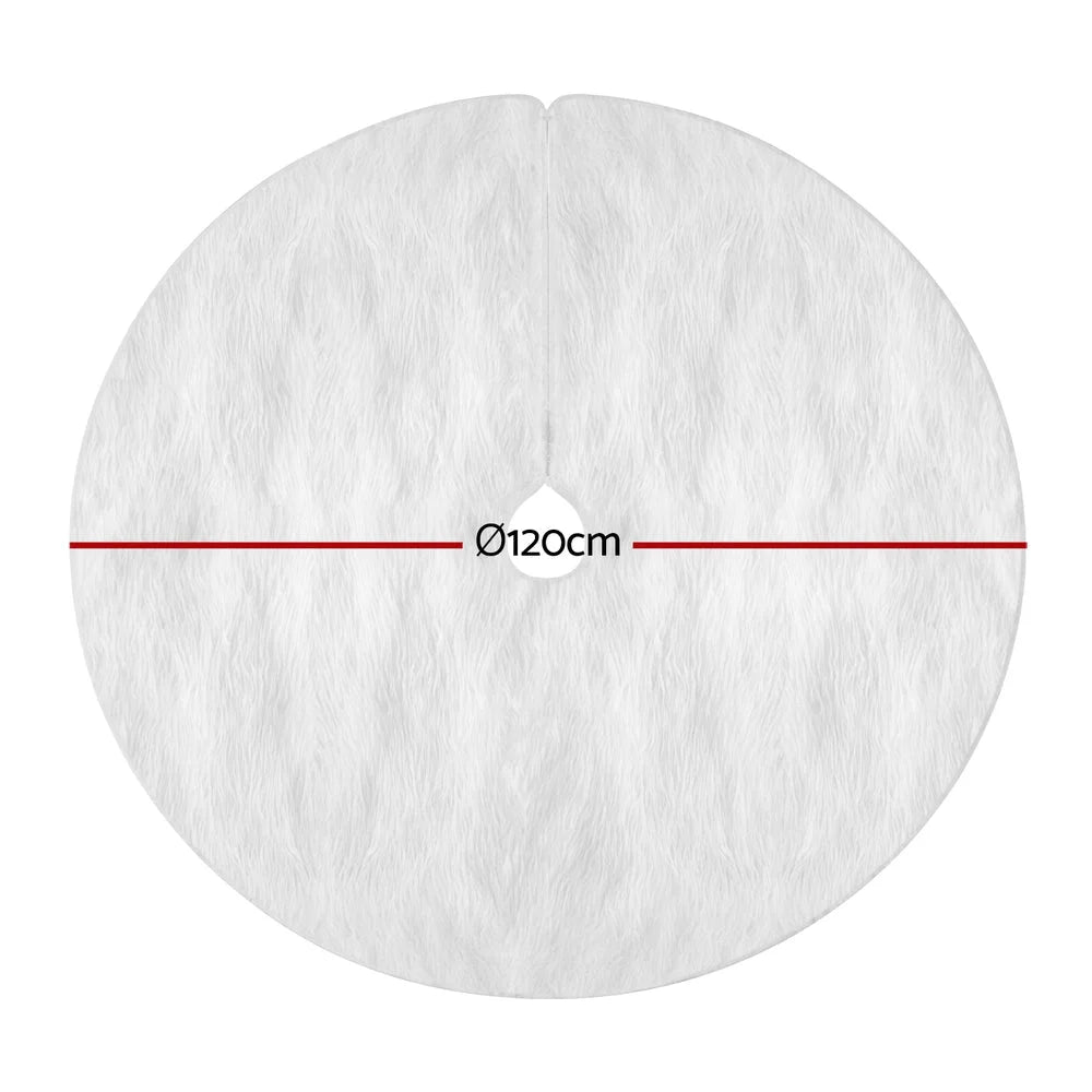 Jingle Jollys Christmas Tree Skirt 120cm Plush Xmas Fluffy