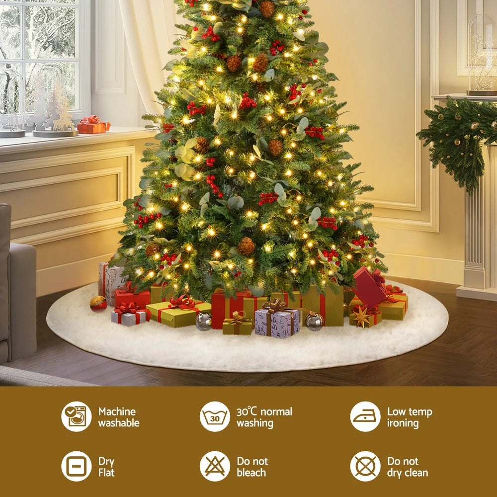 Jingle Jollys Christmas Tree Skirt 120cm Plush Xmas Fluffy