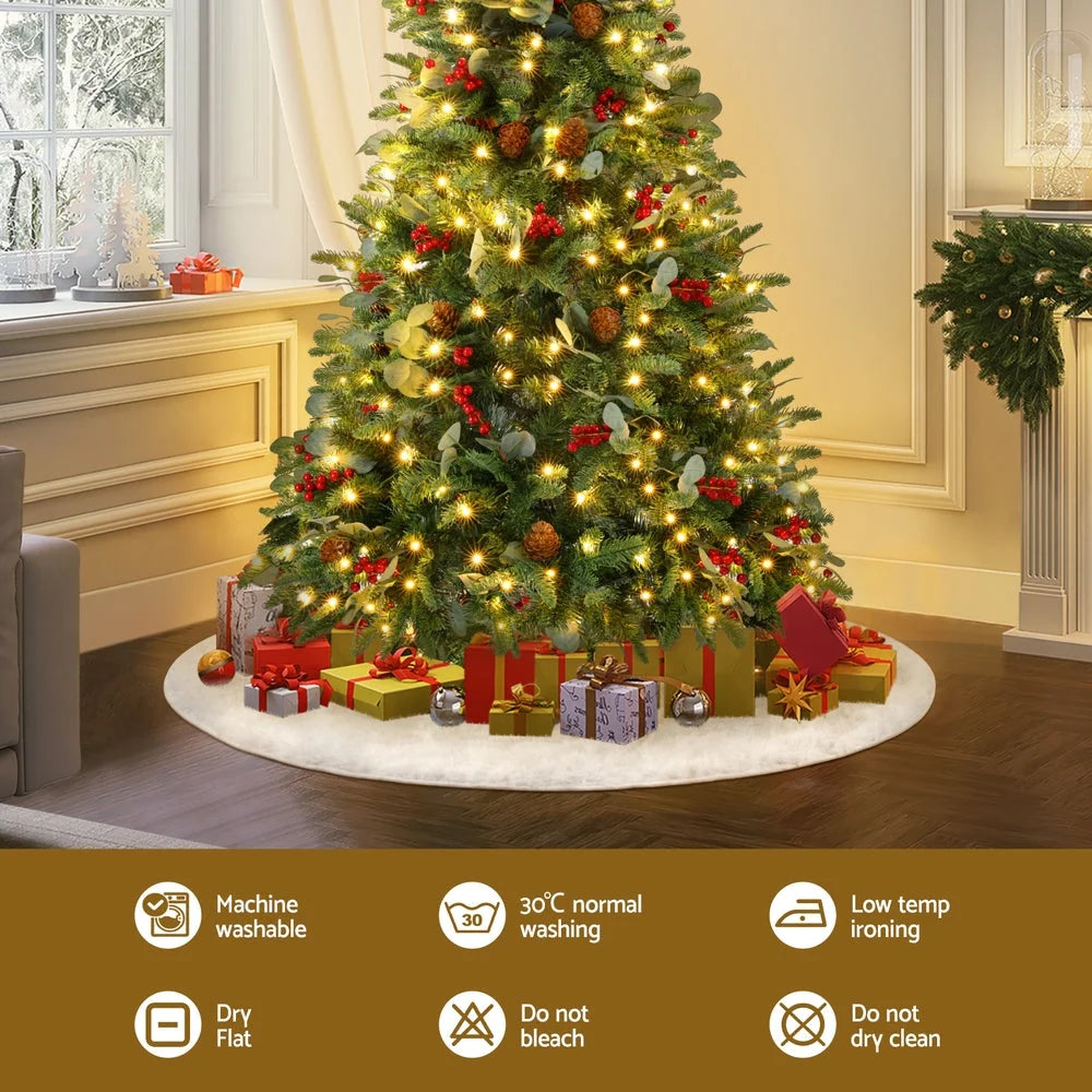 Jingle Jollys Christmas Tree Skirt 90cm Plush Xmas Fluffy