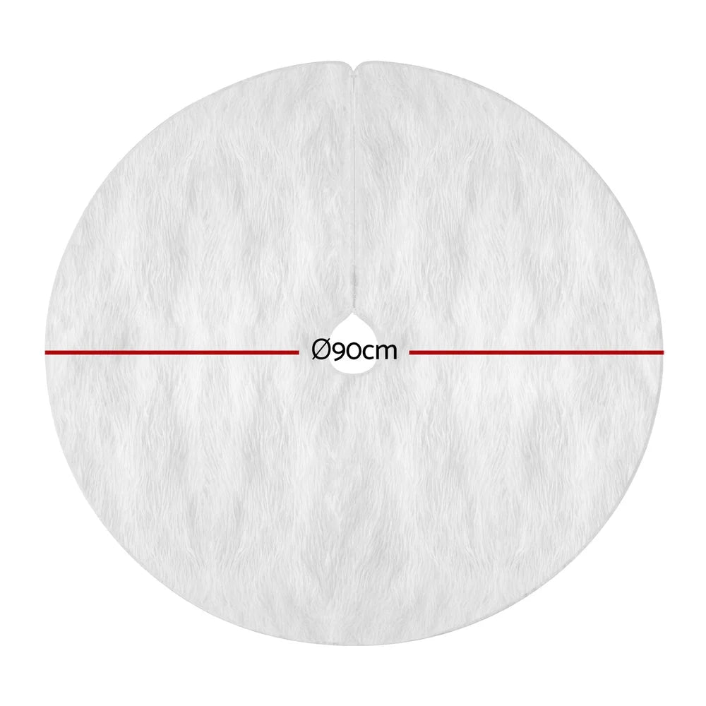 Jingle Jollys Christmas Tree Skirt 90cm Plush Xmas Fluffy