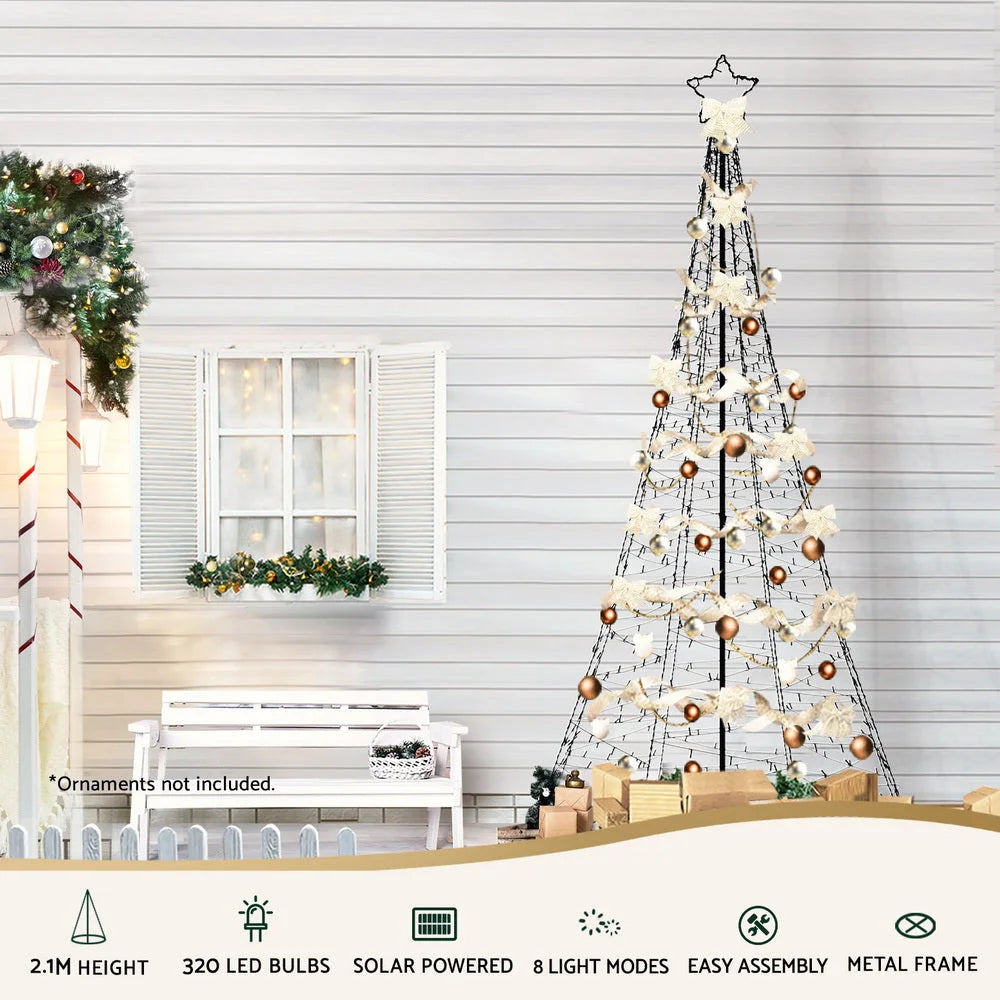 Jingle Jollys Solar Christmas Tree 2.1m 320 LED Net Lights