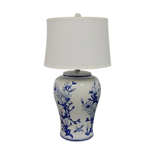 Jonquil Ceramic Table Lamp Blue White 68cm - Home & Garden