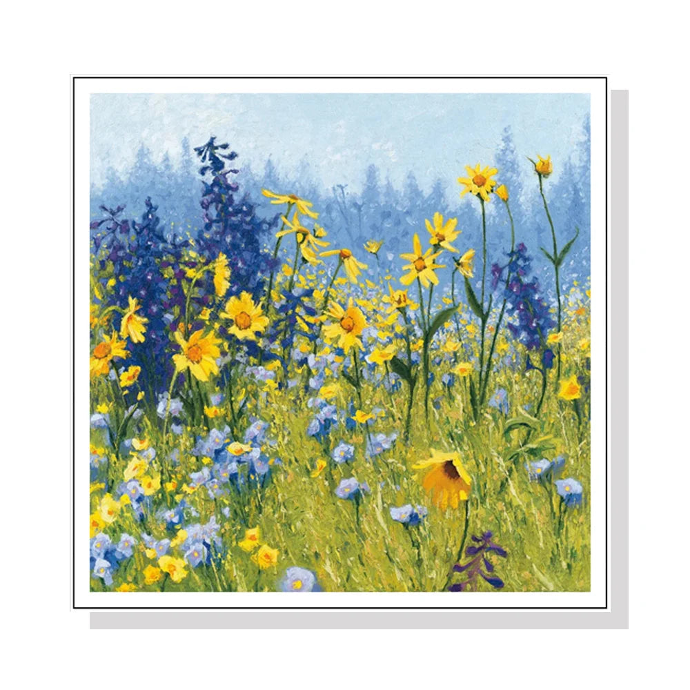 Joyful In July Wall Art Canvas 100cmx100cm White Frame