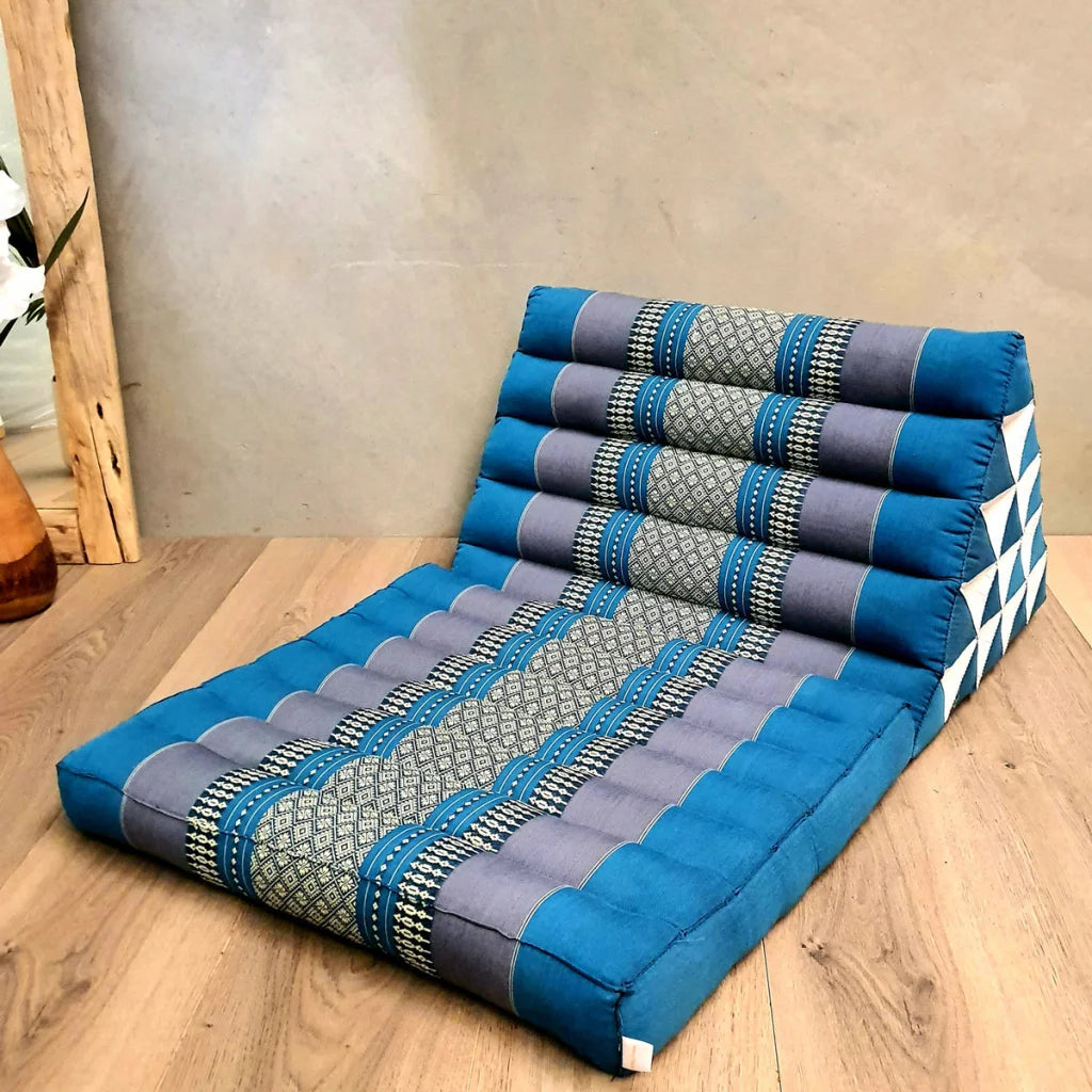 Jumbo Thai Triangle Pillow 1 Fold Mat - Blue - Home & Garden