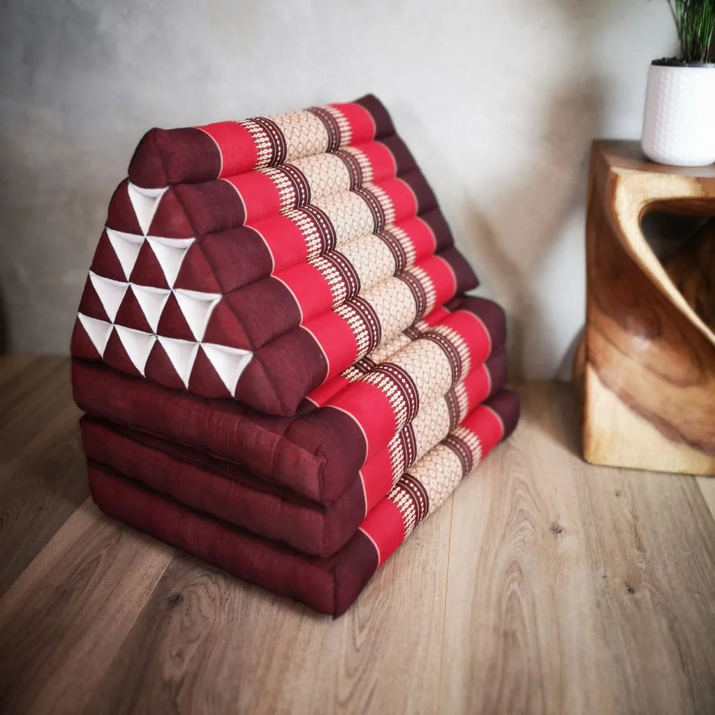 Jumbo Thai Triangle Pillow Three Folds - Red - Home & Garden