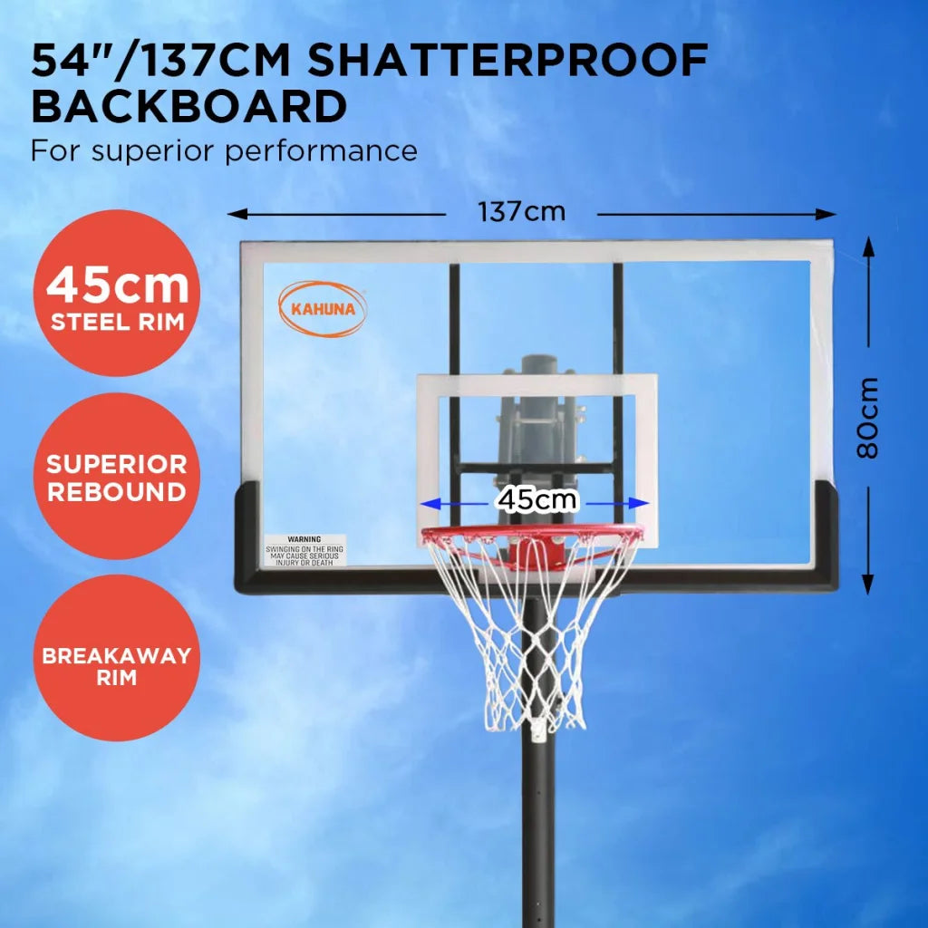 Kahuna Portable Basketball Hoop System 2.3 to 3.05m