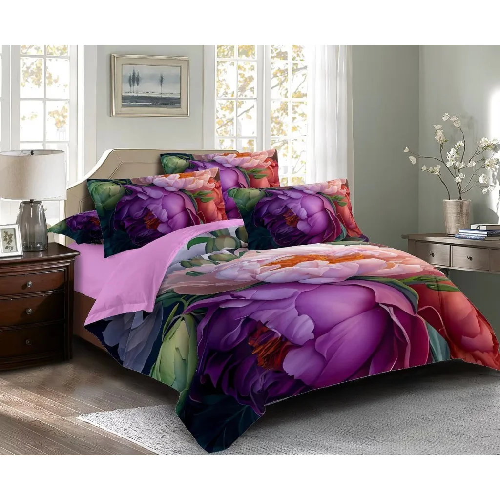 Kaie Floral Quilt Cover Set - Queen Size - Home & Garden