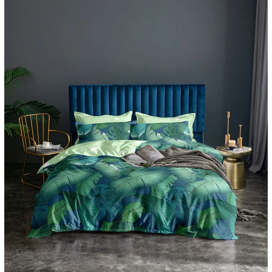 Kalena Leaves Quilt Cover Set - Super King Size - Home &