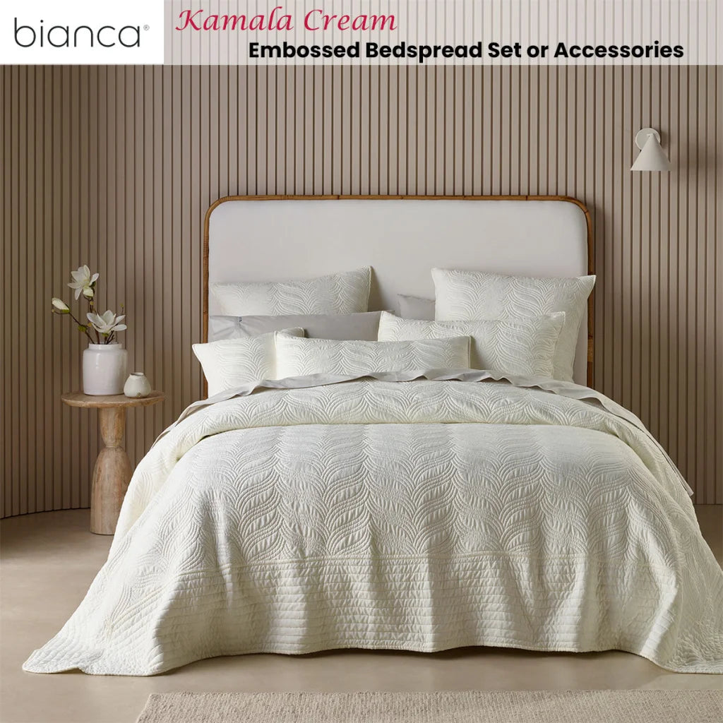 Kamala Cream Embossed Bedspread Set - King - Furniture