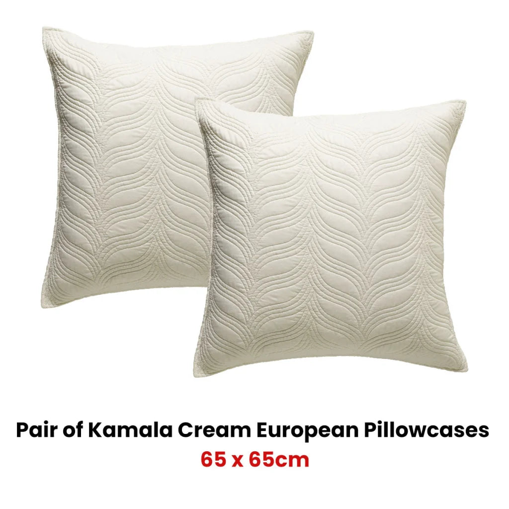 Kamala Cream European Pillowcases Pair - Home & Garden