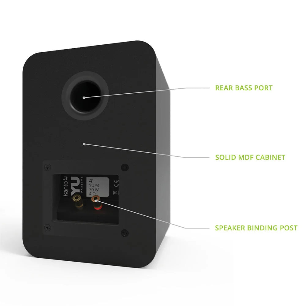 Kanto YU Passive 4’’ Speakers with 1’’ Silk Dome Tweeter