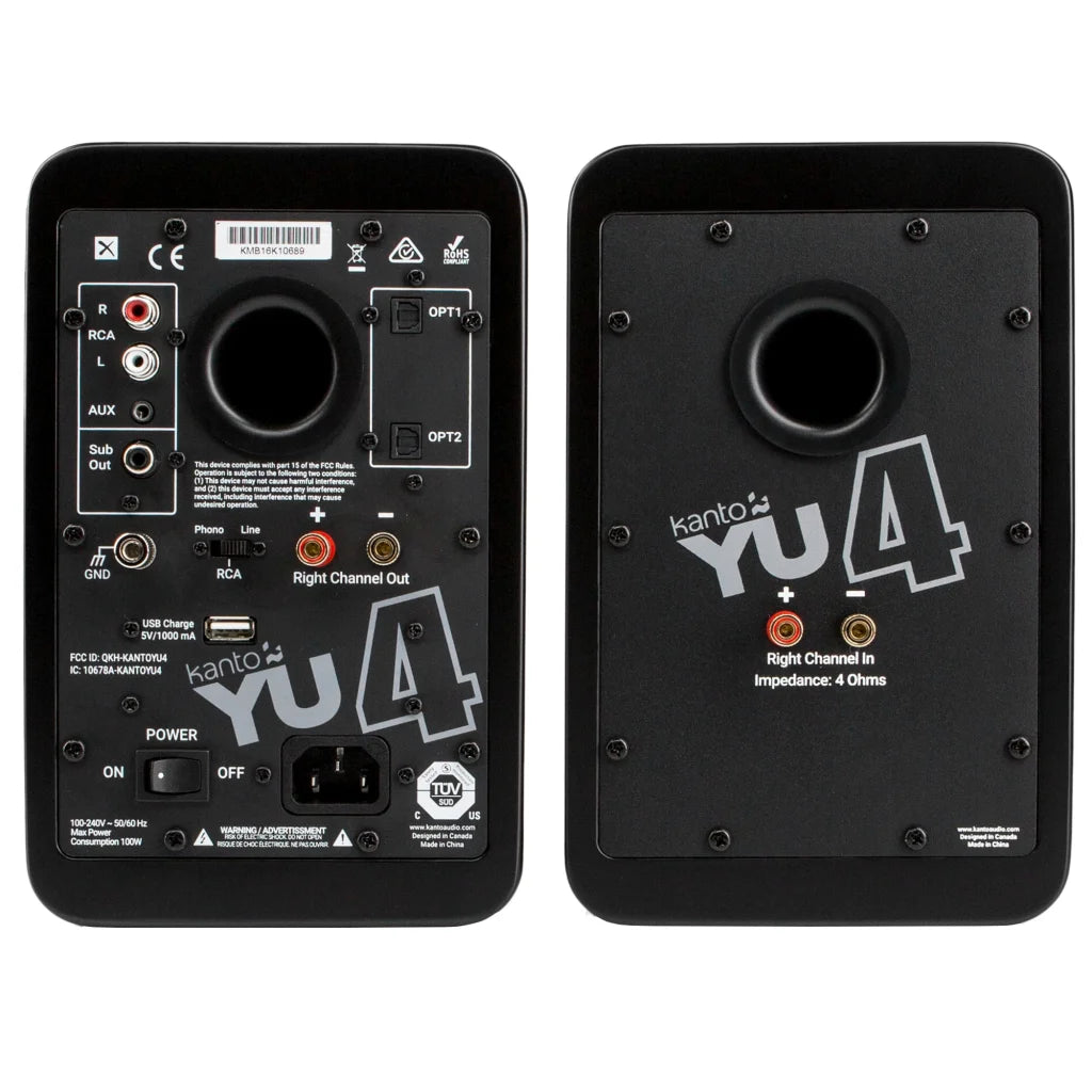 Kanto 140W Powered Bookshelf Speakers Bluetooth Phono Preamp Pair Matte Black