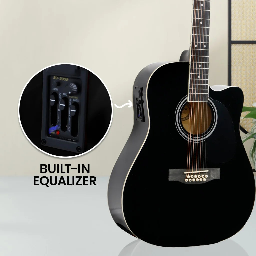 Karrera 12-String Acoustic Guitar with EQ - Black - Audio &
