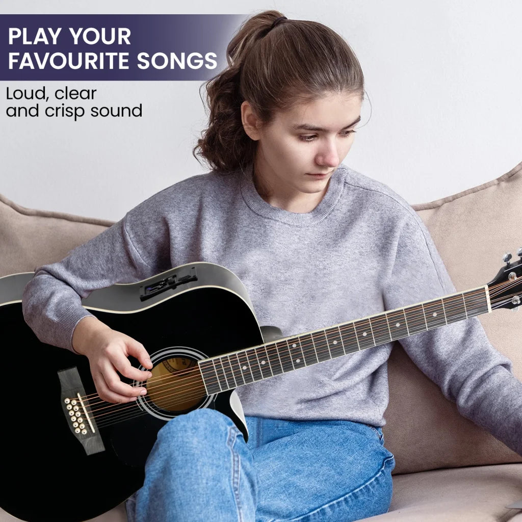 Karrera 12-String Acoustic Guitar with EQ - Black - Audio &