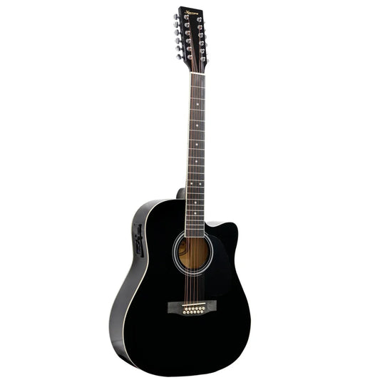 Karrera 12-String Acoustic Guitar with EQ - Black - Audio &
