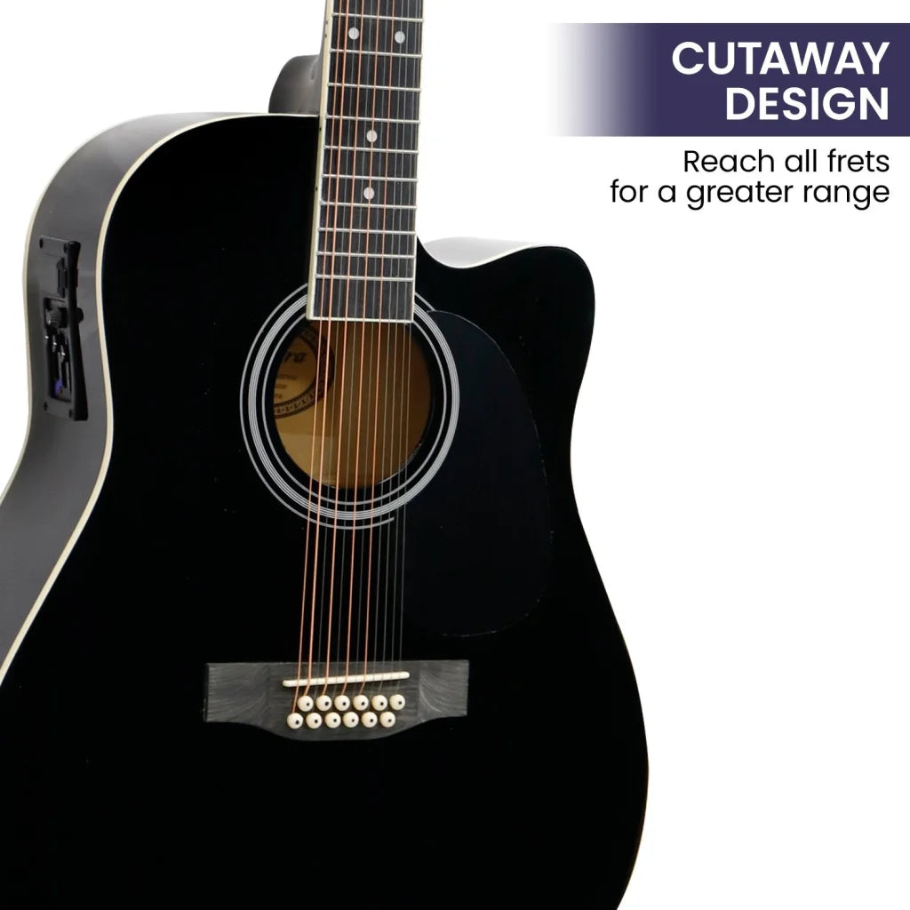 Karrera 12-String Acoustic Guitar with EQ - Black - Audio &