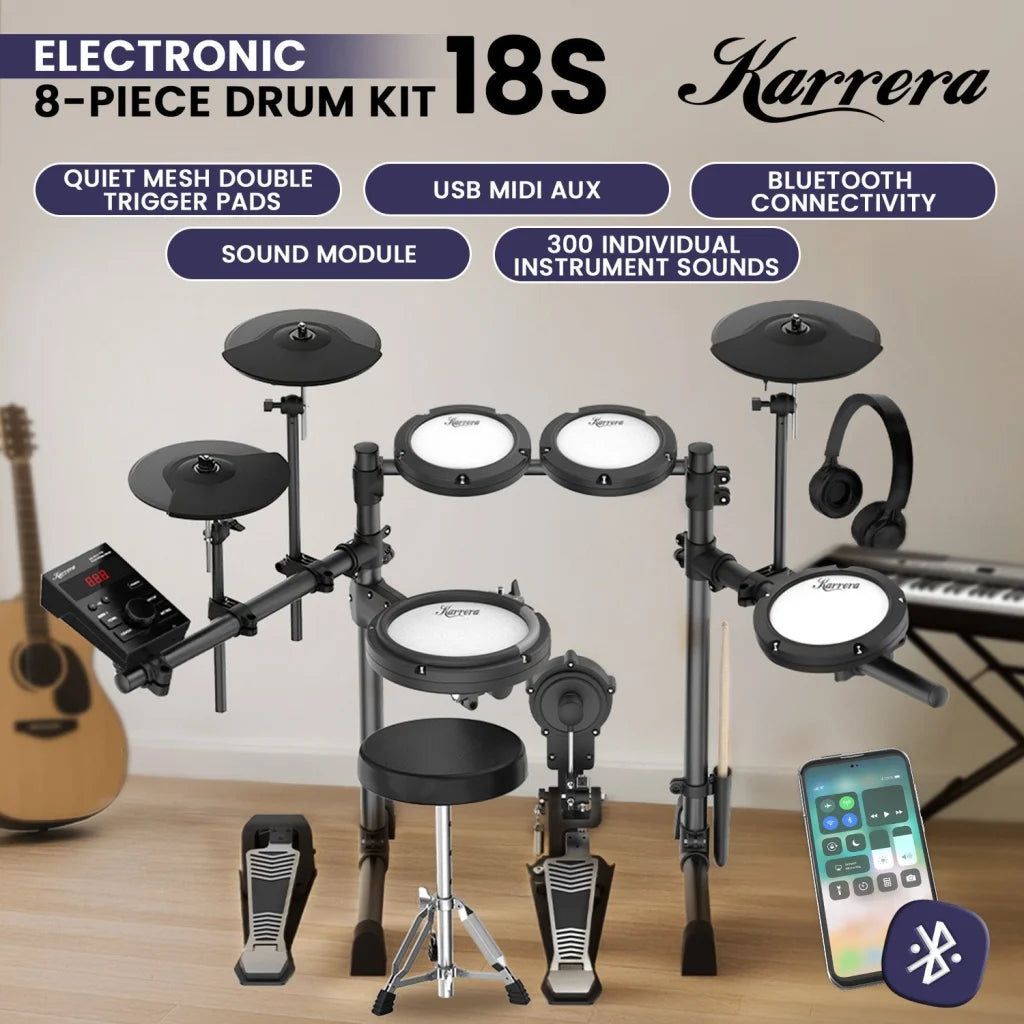 Karrera 18S Electronic Drum Kit Mesh Pads 8in Snare