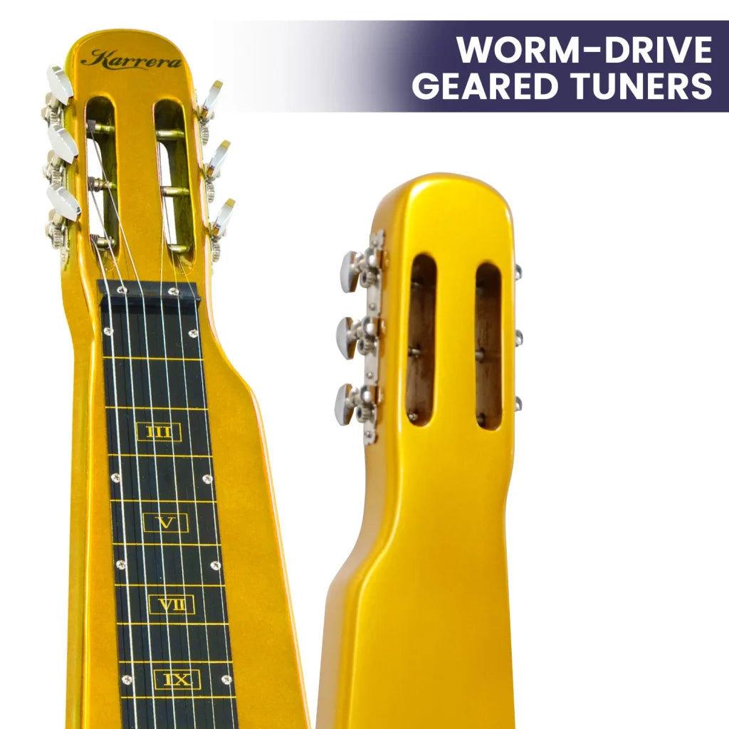 Karrera 29in 6-String Lap Steel Hawaiian Guitar - Metallic