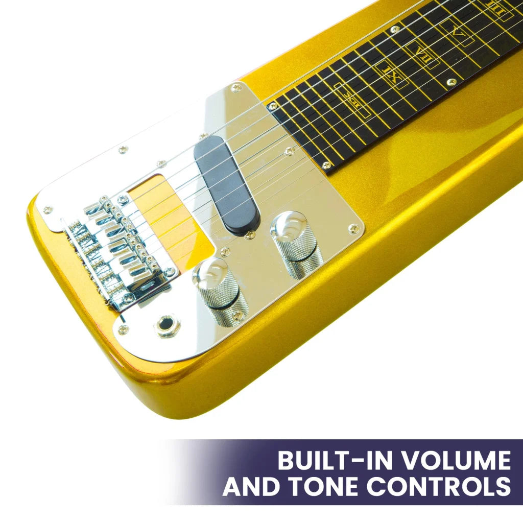 Karrera 29in 6-String Lap Steel Hawaiian Guitar - Metallic