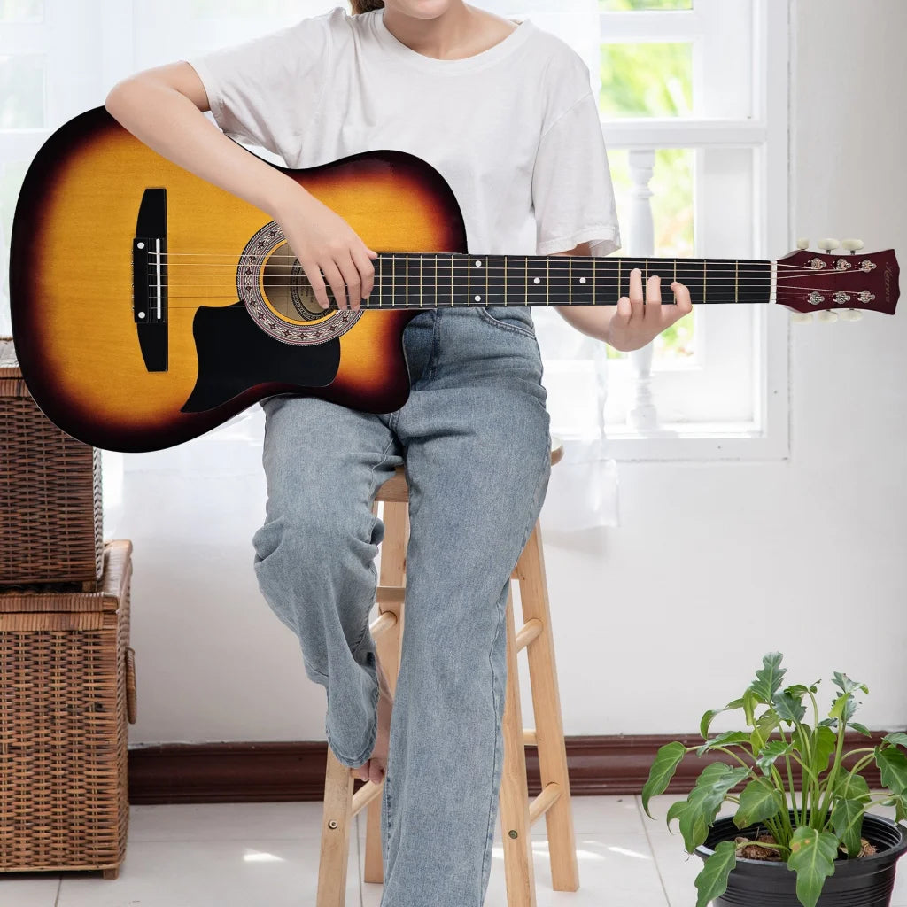 Karrera 38in Acoustic Guitar Steel Strings Carry Bag