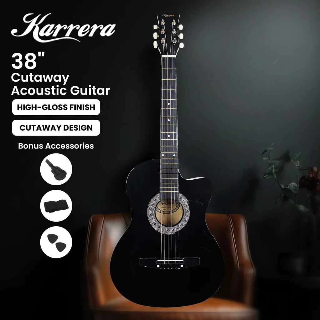 Karrera 38in Cutaway Acoustic Guitar with guitar bag