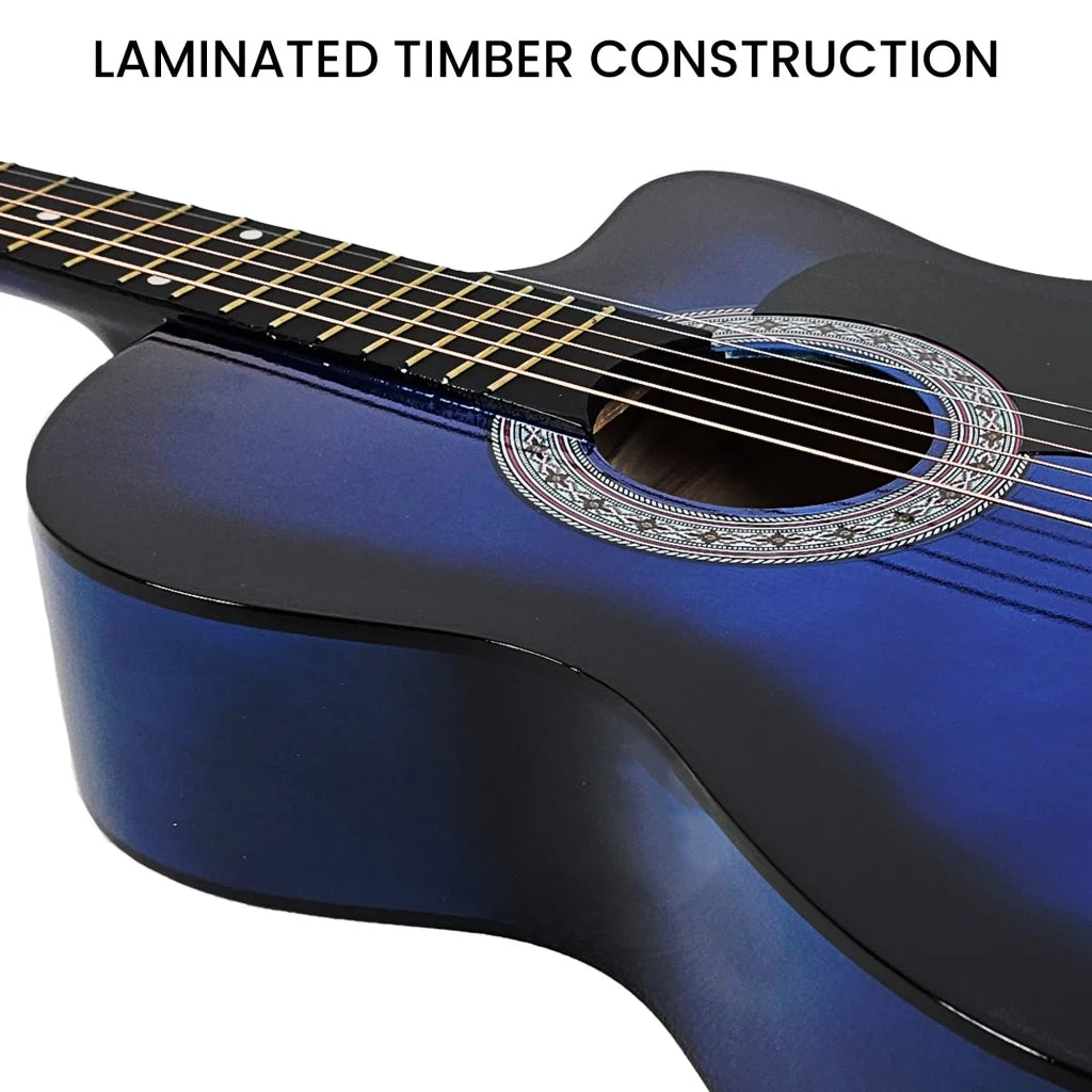 Karrera 38in Cutaway Acoustic Guitar with guitar bag - Blue
