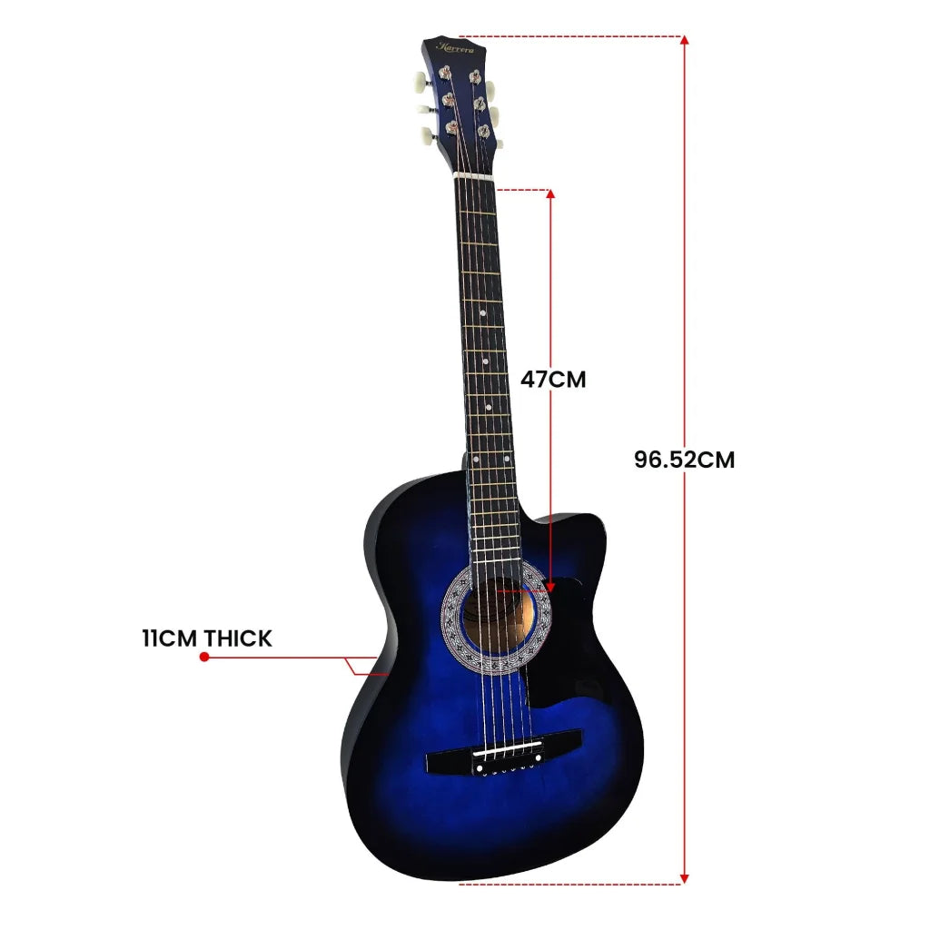 Karrera 38in Cutaway Acoustic Guitar with guitar bag - Blue