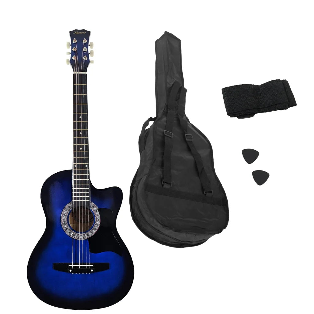 Karrera 38in Cutaway Acoustic Guitar with guitar bag - Blue