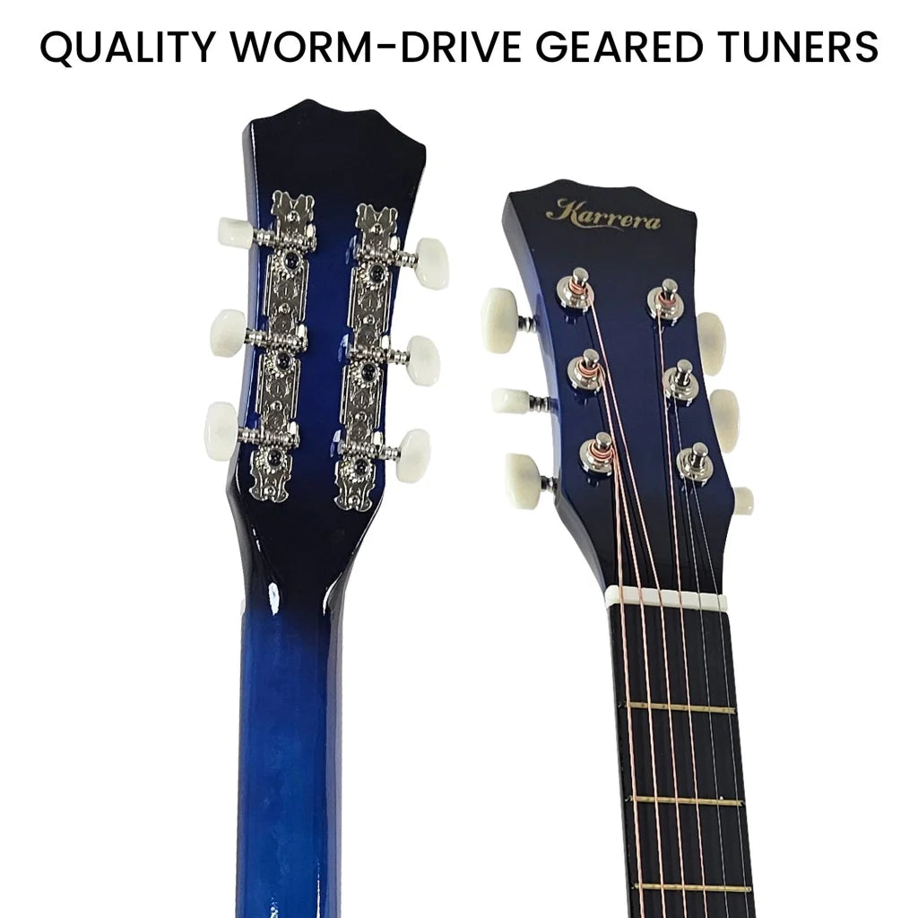 Karrera 38in Cutaway Acoustic Guitar with guitar bag - Blue