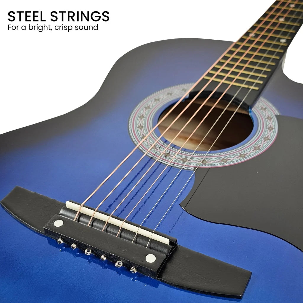 Karrera 38in Cutaway Acoustic Guitar with guitar bag - Blue