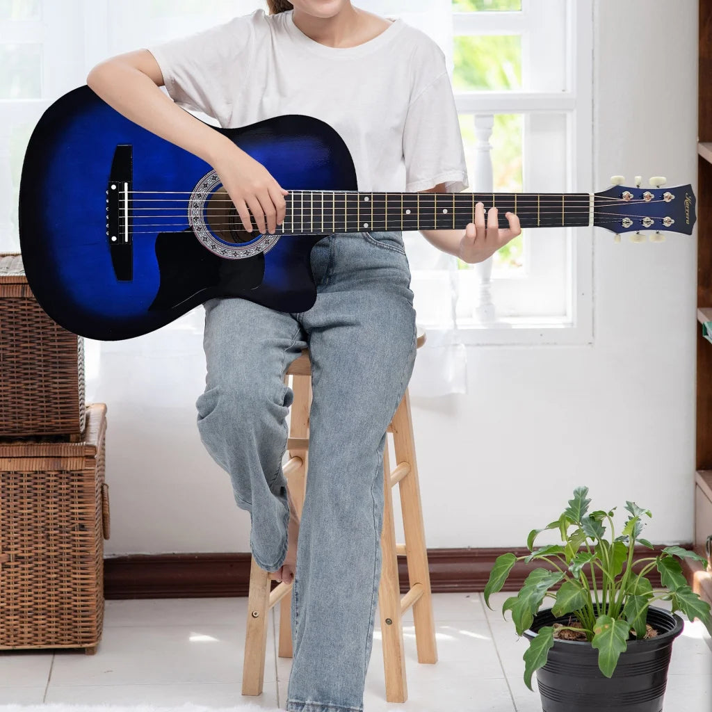 Karrera 38in Cutaway Acoustic Guitar with guitar bag - Blue