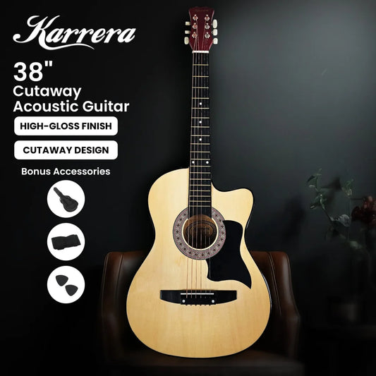 Karrera 38in Cutaway Acoustic Guitar with guitar bag