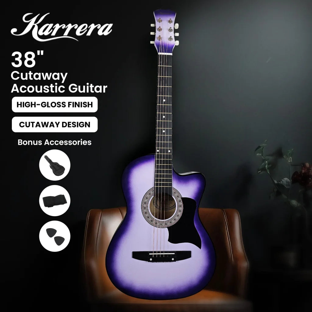Karrera 38in Cutaway Acoustic Guitar with guitar bag