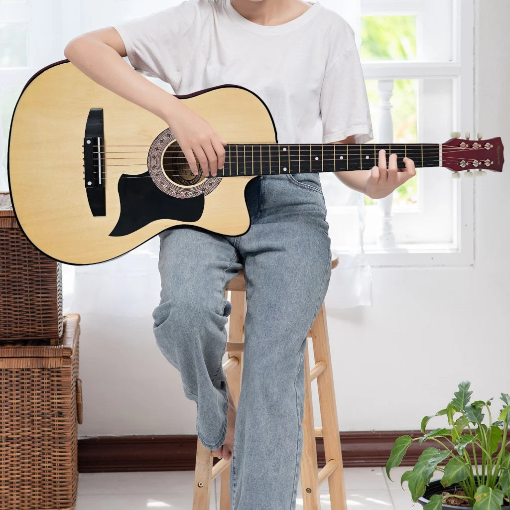 Karrera 38in Pro Cutaway Acoustic Guitar with guitar bag