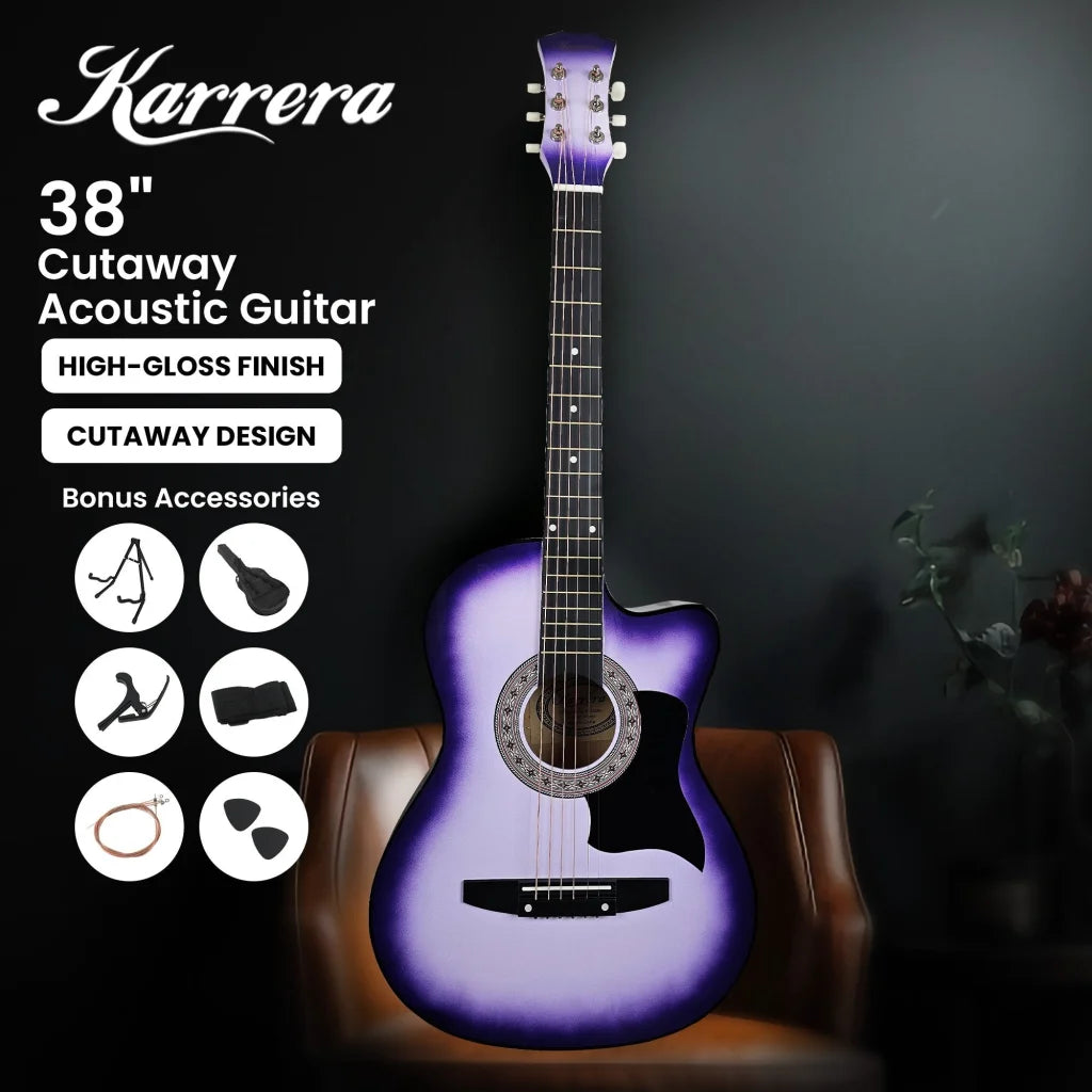 Karrera 38in Pro Cutaway Acoustic Guitar with guitar bag