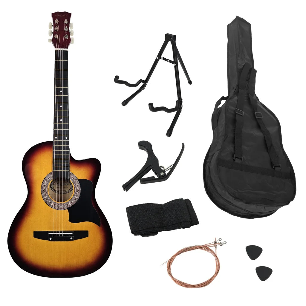 Karrera 38in Pro Cutaway Acoustic Guitar with Bag Strings