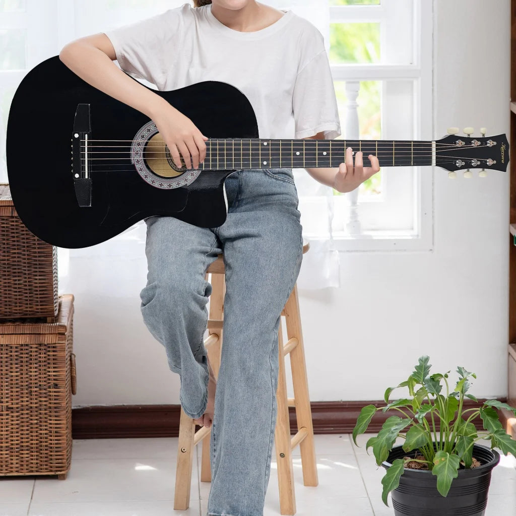 Karrera 38in Pro Cutaway Acoustic Guitar with Carry Bag