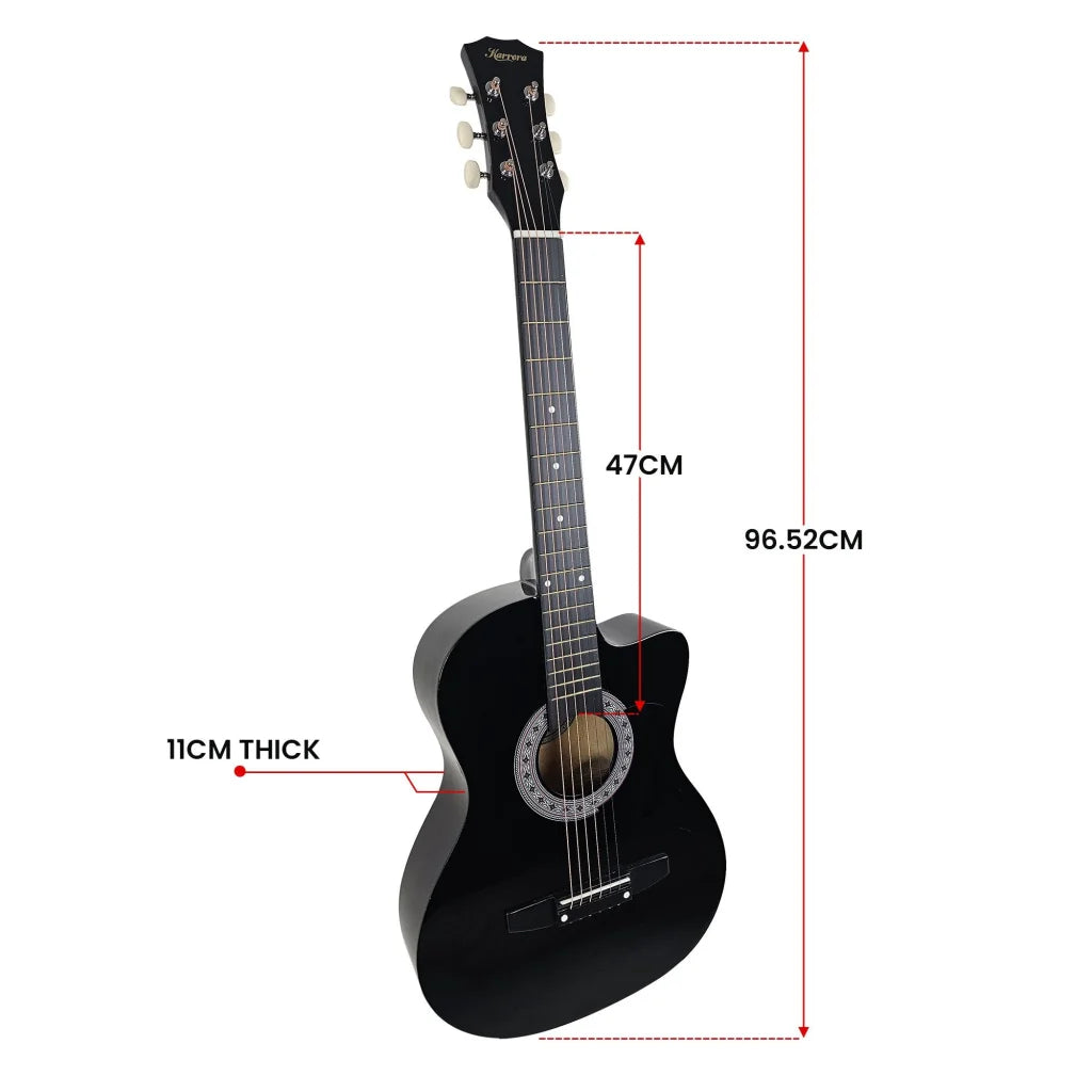 Karrera 38in Pro Cutaway Acoustic Guitar with Carry Bag