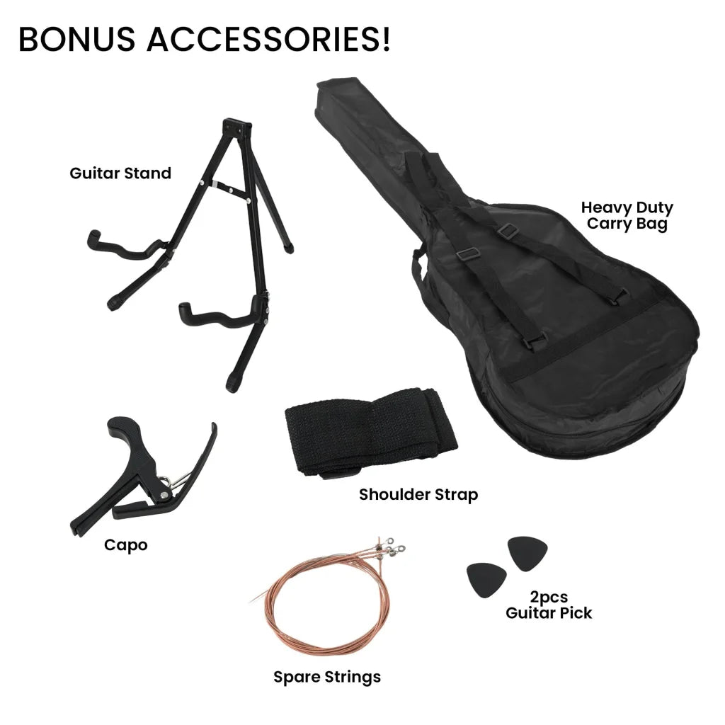 Karrera 38in Pro Cutaway Acoustic Guitar with Carry Bag
