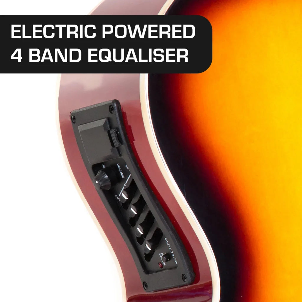 Karrera 43in Acoustic Bass Guitar Sunburst - Audio & Video