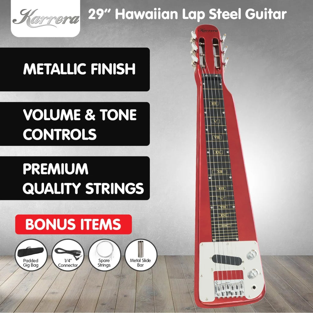Karrera 6-String Steel Lap Guitar - Metallic Red - Audio &