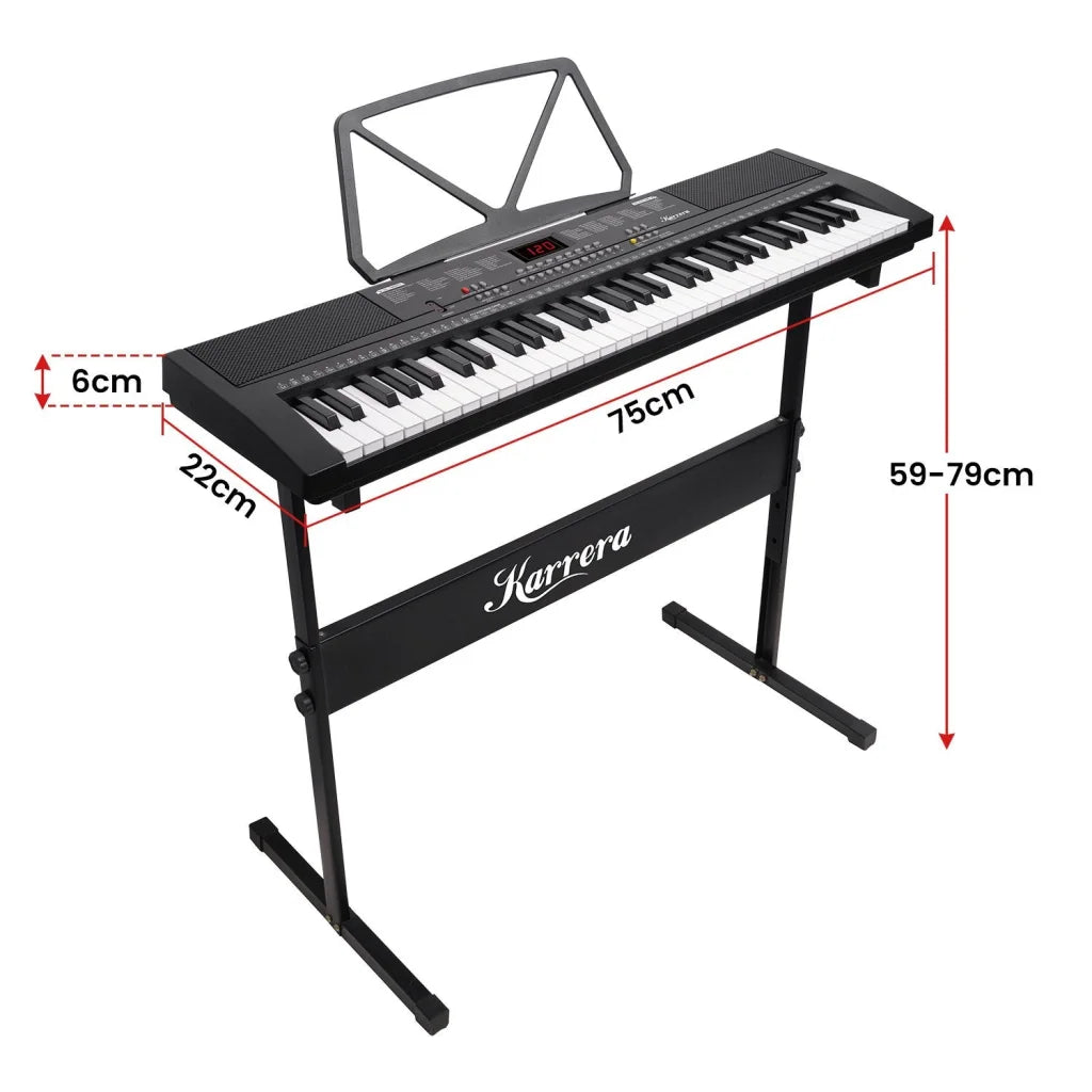 Karrera 61-Key Electronic Piano Keyboard 75cm with Stand