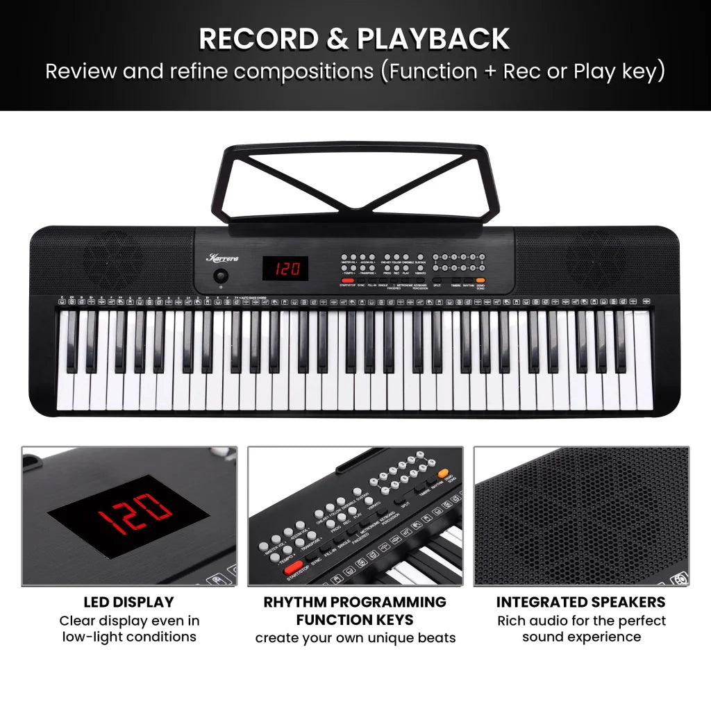 Karrera 61-Key Electronic Piano Keyboard with LED
