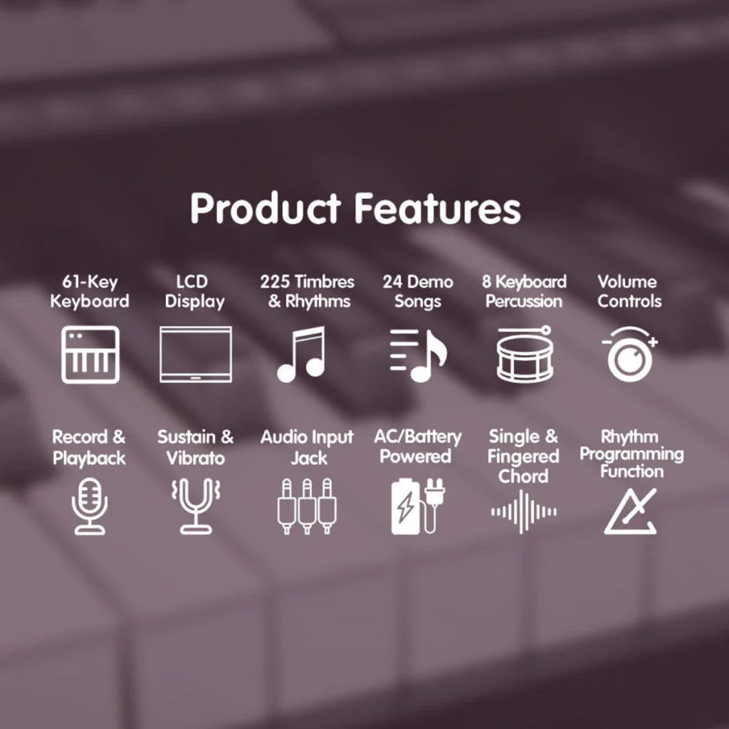 Karrera 61 Keys Electronic Keyboard Piano Music with Stand
