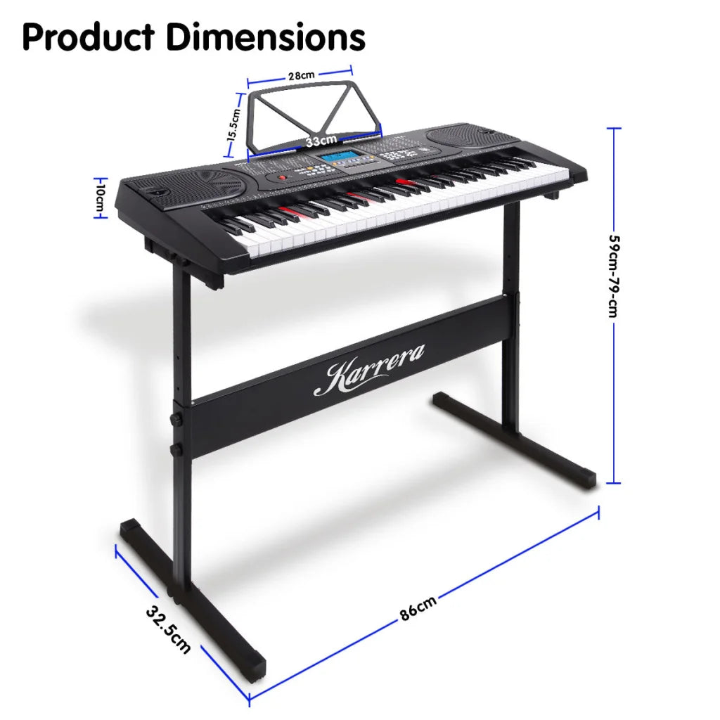 Karrera 61 Keys Electronic LED Keyboard Piano with Stand