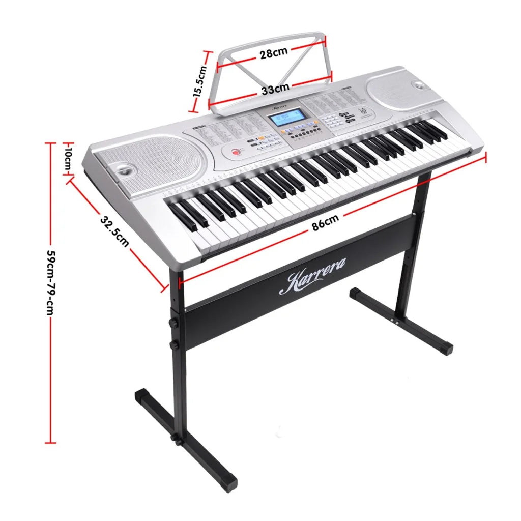 Karrera 61 Keys Electronic LED Keyboard Piano with Stand