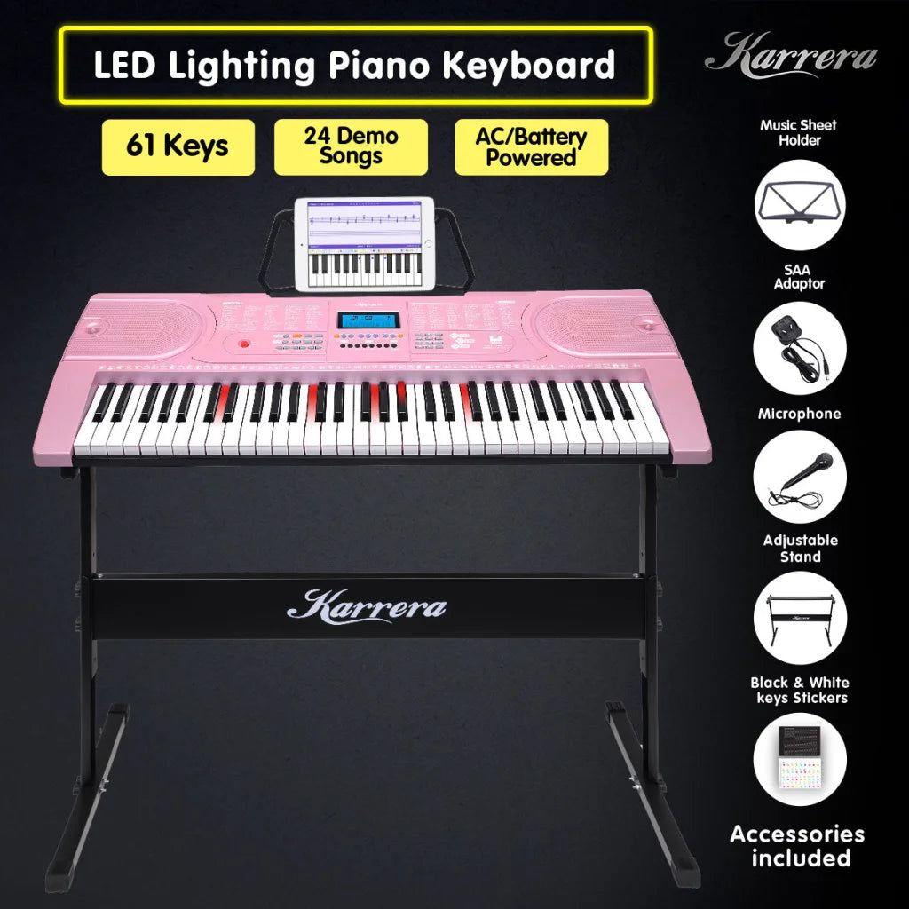 Karrera 61 Keys Electronic LED Piano Keyboard with Stand