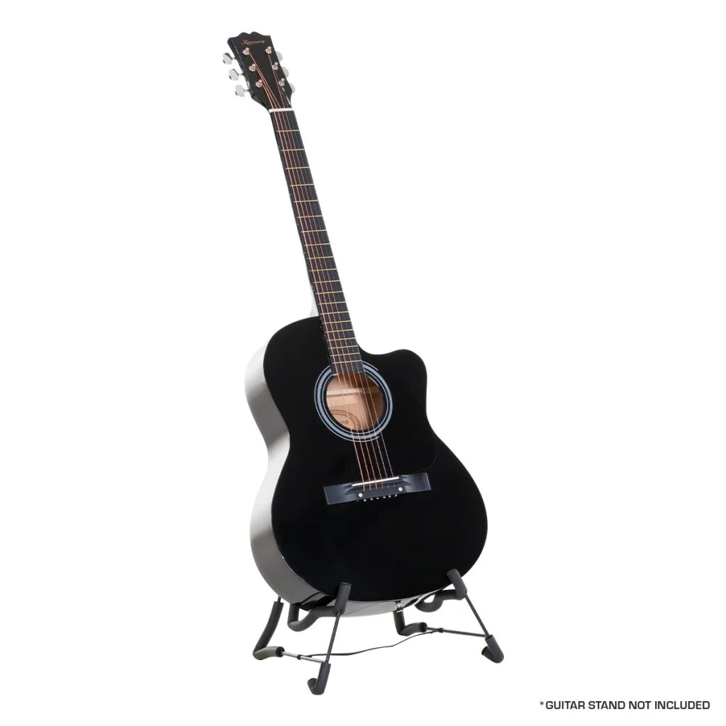 Karrera Acoustic Cutaway 40in Guitar - Black - Audio &
