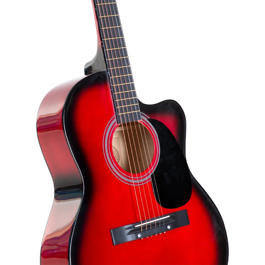 Karrera Acoustic Cutaway 40in Guitar - Red - Audio & Video