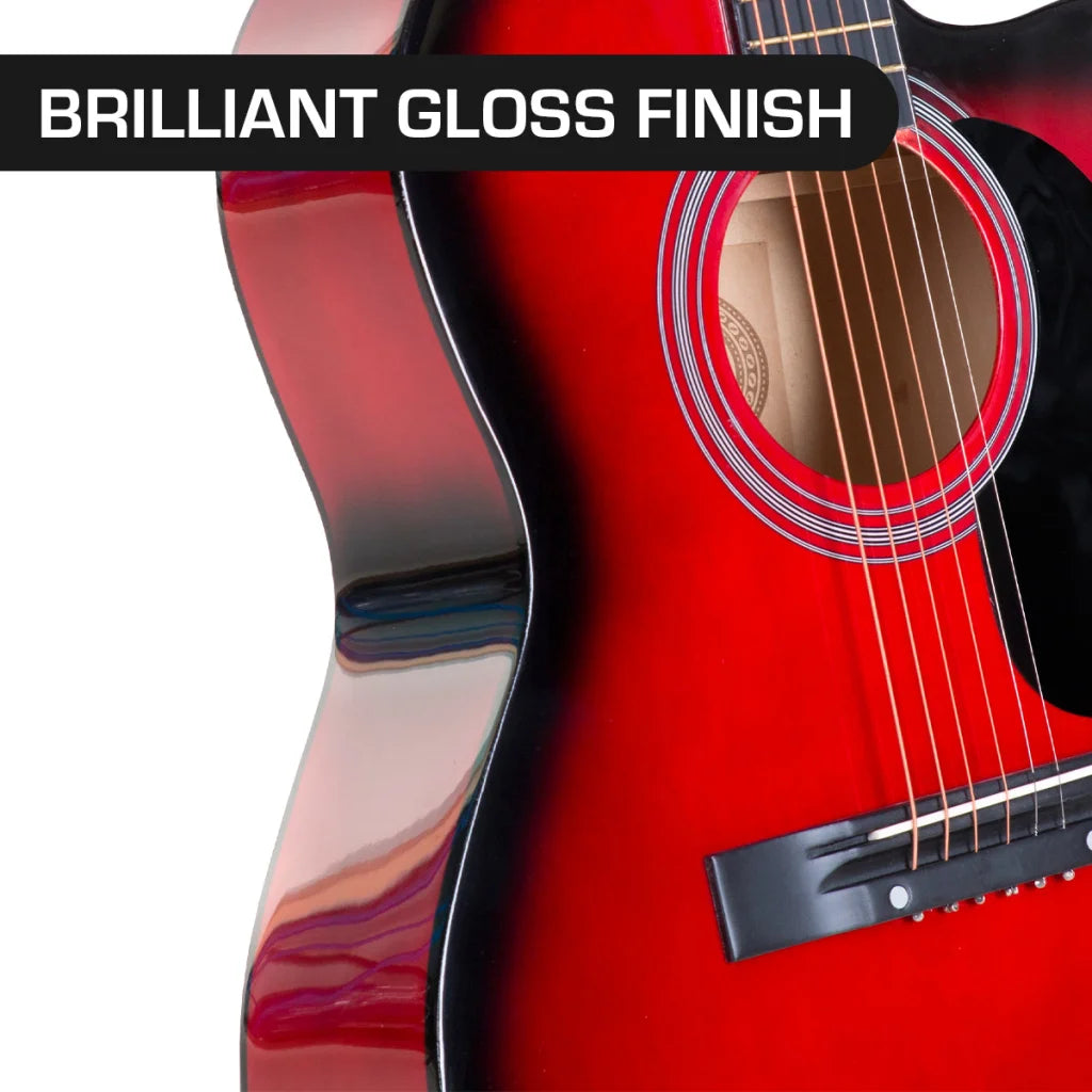 Karrera Acoustic Cutaway 40in Guitar - Red - Audio & Video